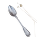 Large silver spoon with net decoration.