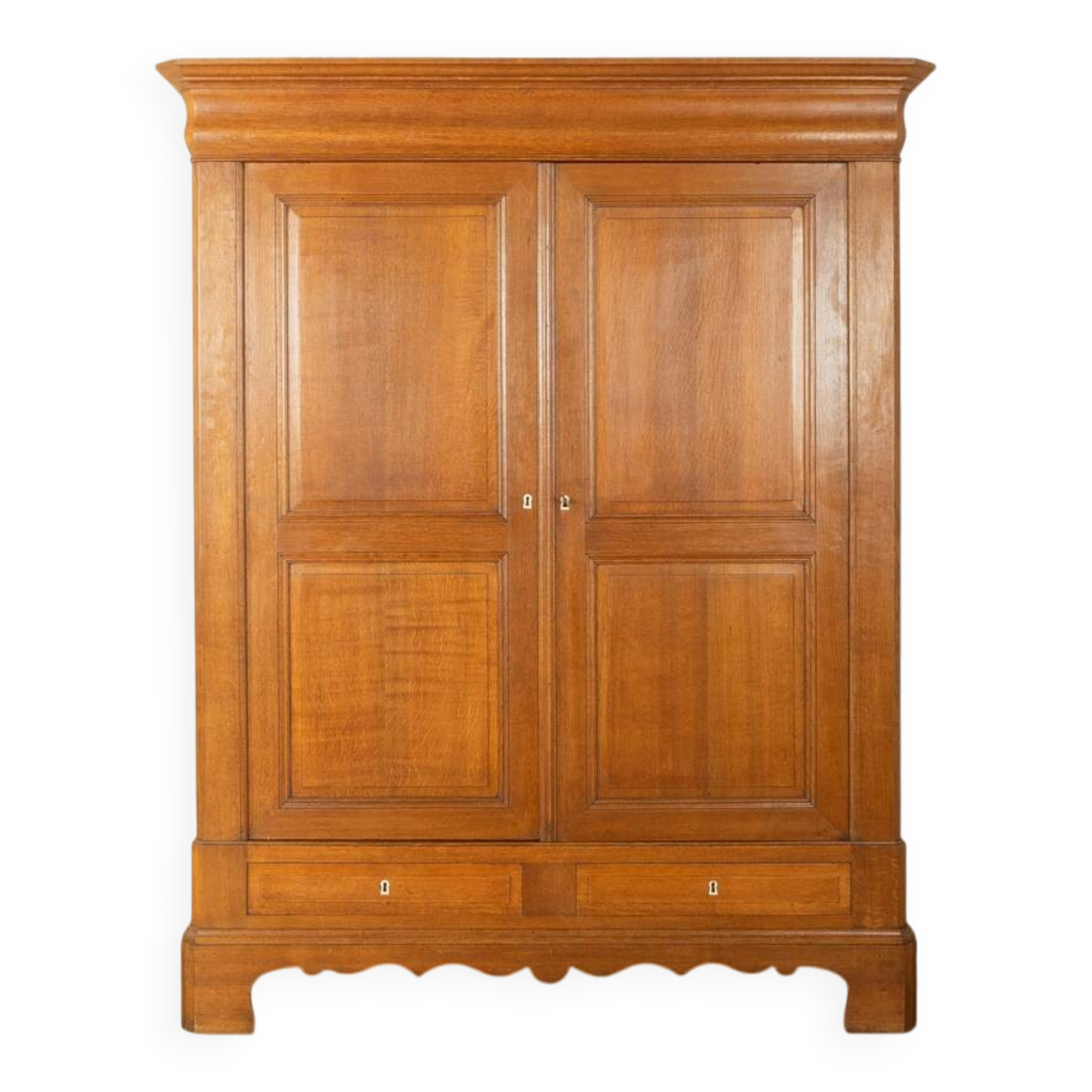Classic antique wardrobe made of oak, pre-1900