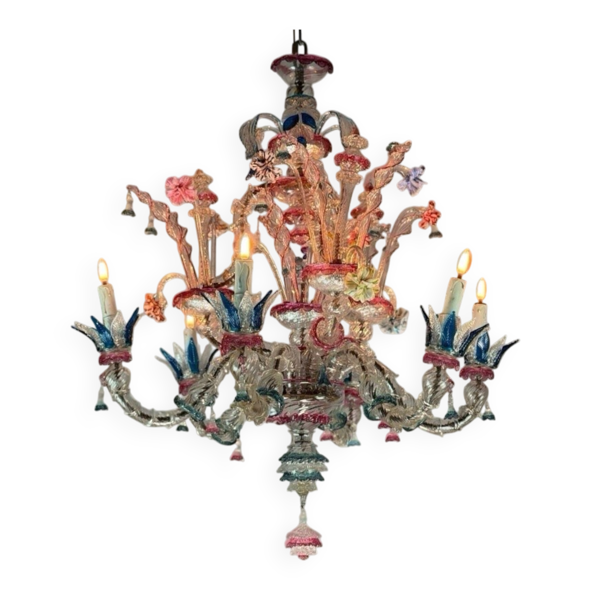 Venetian Rezzonico chandelier made of Murano glass circa 1900
