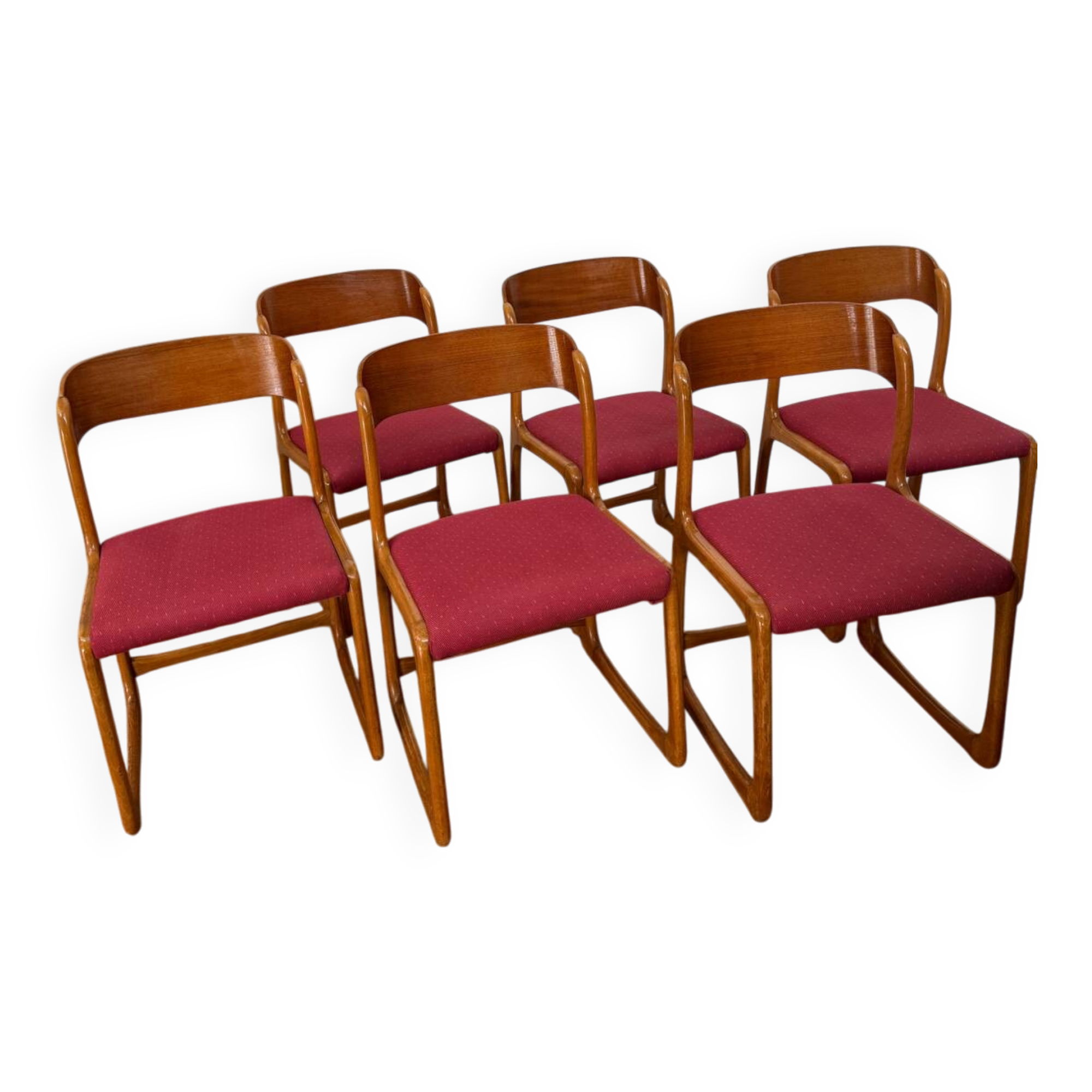 Série de 6 chaises traîneau Baumann vintage