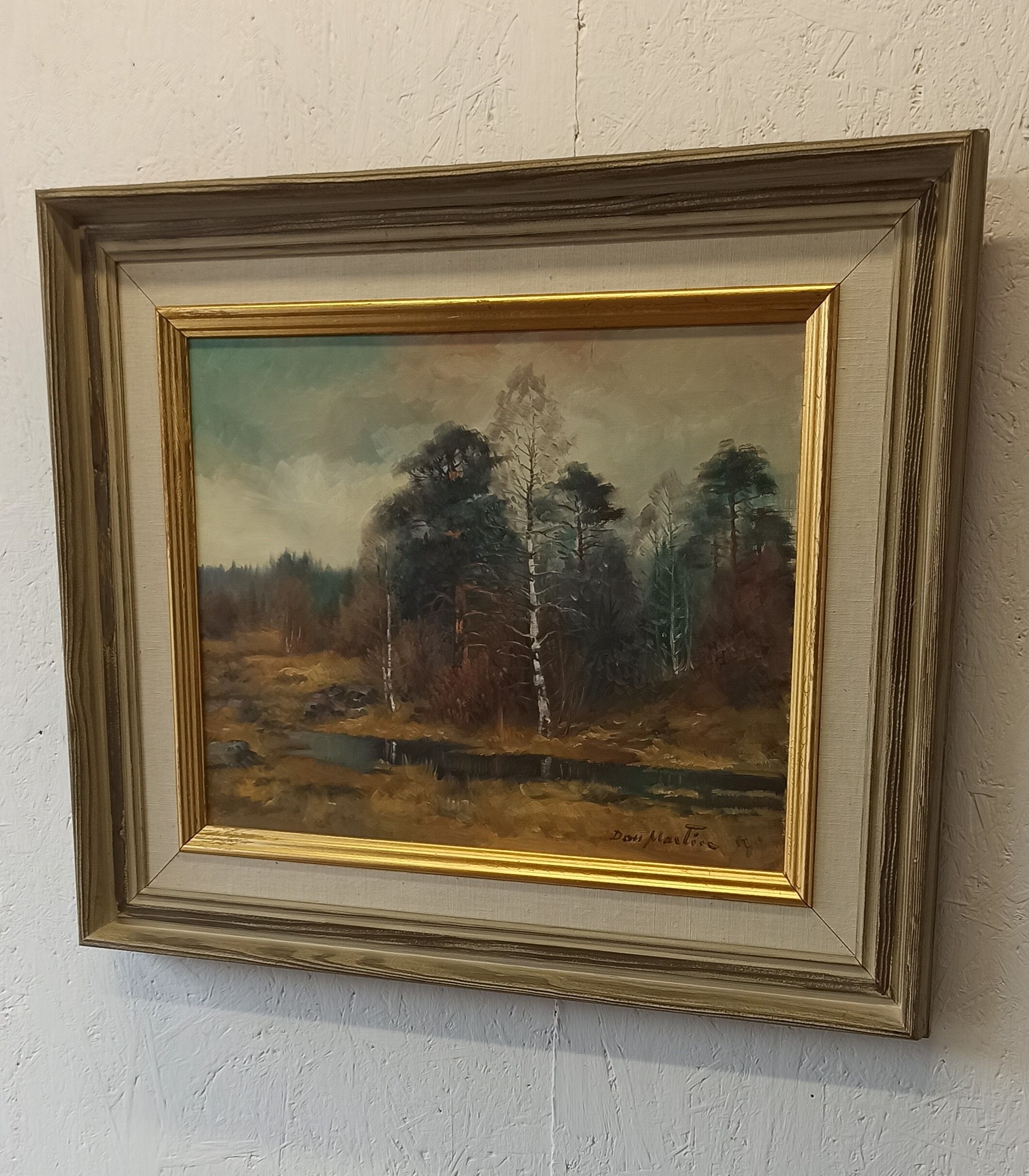 Huile sur toile. Paysage forestier par Dan Martin Masell (1910-1999).
