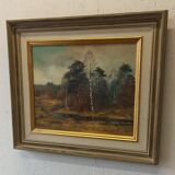 Oil on canvas. Forest landscape by Dan Martin Masell (1910-1999).