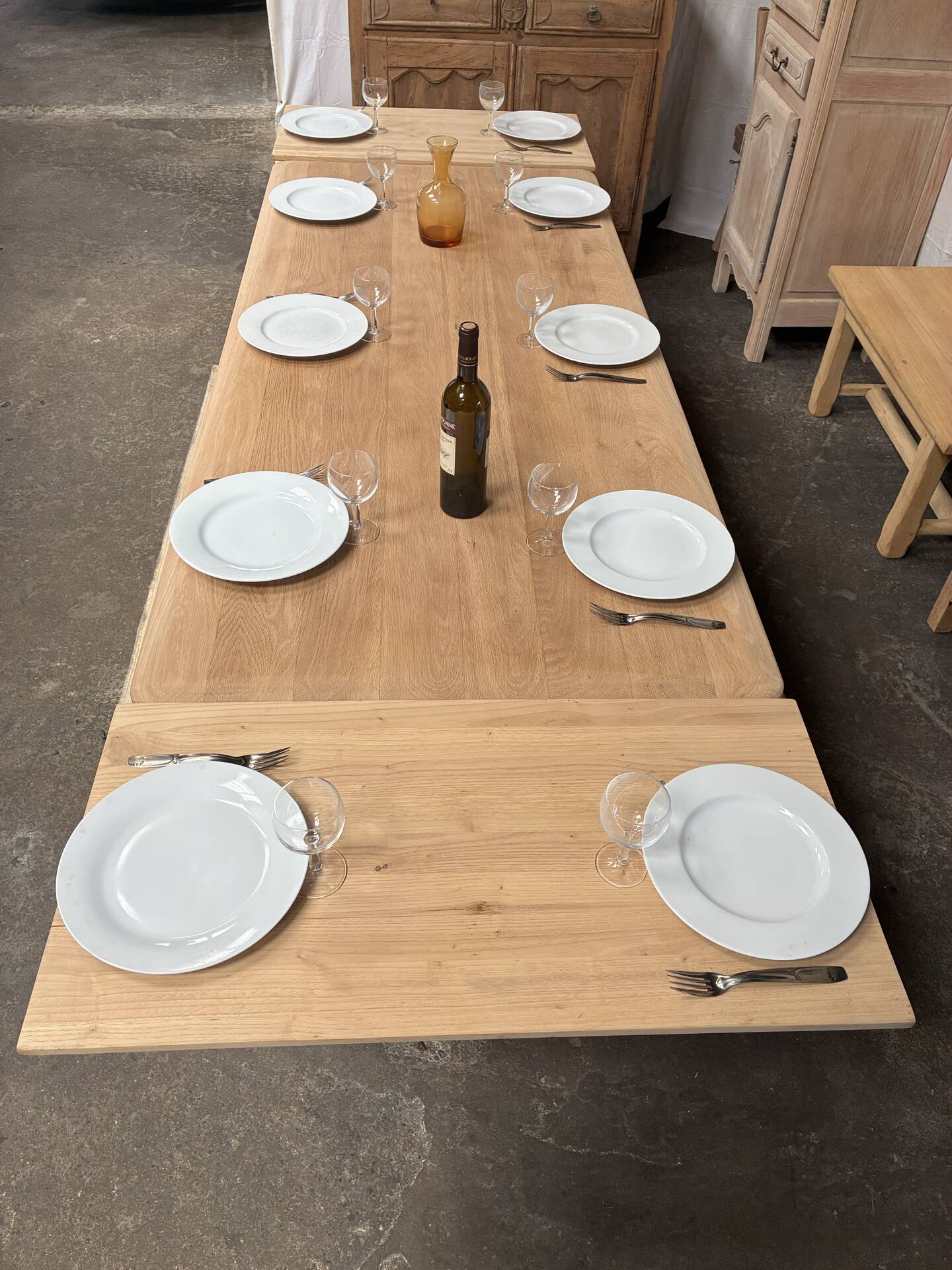 Table de ferme en chêne massif avec rallonges