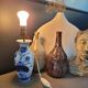 Asian lamp base made of hand-painted porcelain.