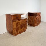 Set of 2 art-deco bedside tables with bakelite handles