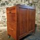 Vintage French oak office rolling cabinet with tambour door, 1950s.
