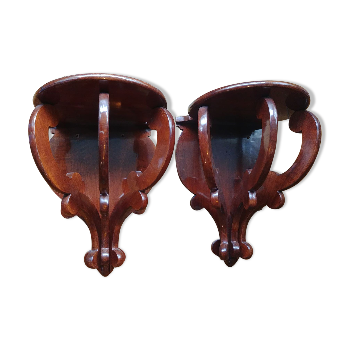 Pair of mahogany wall consoles