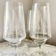 Vintage Set of 6 Etched Crystal Glasses for Wine or Cocktail,  1960s Mid-Ce
