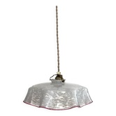 White clichy skirt suspension with raspberry spun glass edge