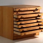 Antique plan cabinet in beech wood – Central Europe, around 1950