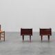 Pair vintage nightstands in wood veneer, Belgium 1950s