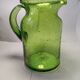 Bubble glass pitcher in the style of Biot or Empoli.