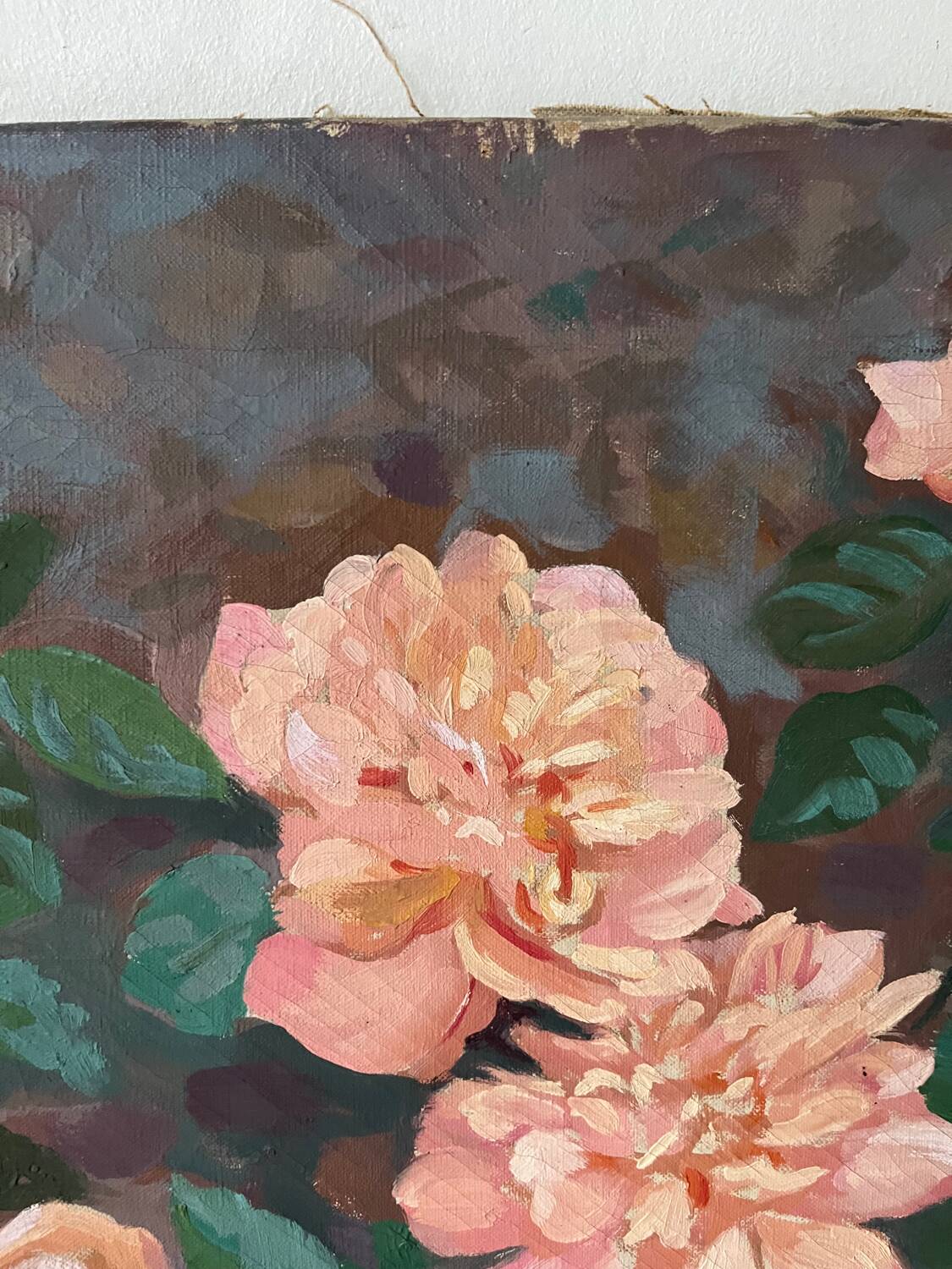 The roses, oil on canvas signed Mahelin.