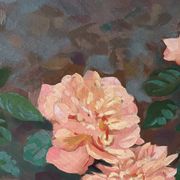 The roses, oil on canvas signed Mahelin.