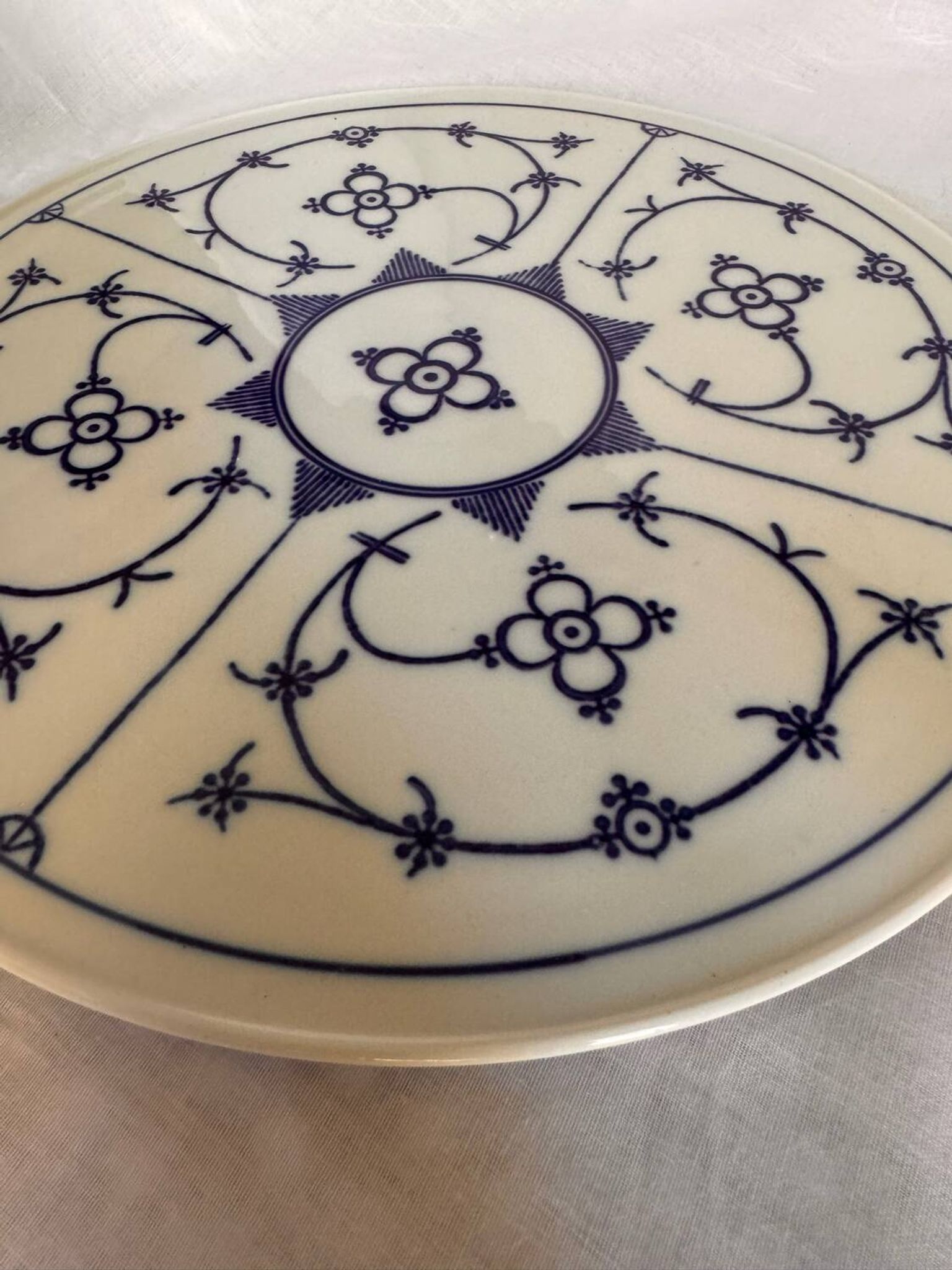 Decorated blue porcelain cake stand Bareuther Bavaria