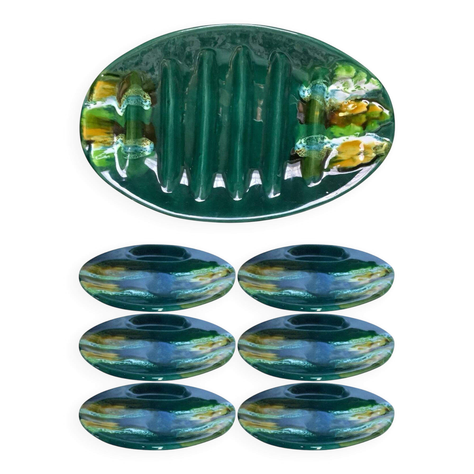 Asparagus set signed Betettabarnoin Vallauris, 60s-70s