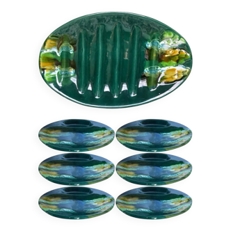 Asparagus set signed Betettabarnoin Vallauris, 60s-70s