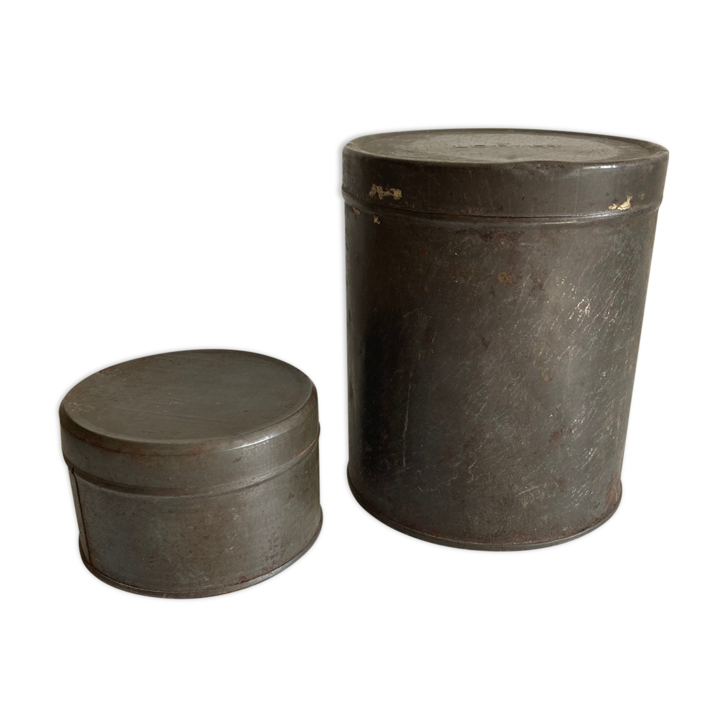 Set of 2 old weathered metal boxes