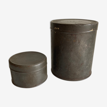 Set of 2 old weathered metal boxes