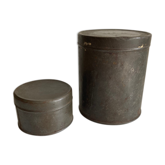 Set of 2 old weathered metal boxes