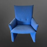 Space age design lounge chair in blue fabric, Netherlands 1960s