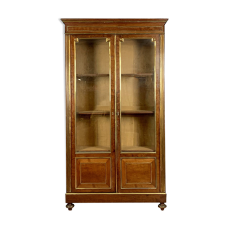 Louis XVI mahogany lounge library with gilded brass fillets