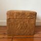 Pouf coffre cuir patchwork vintage circa 1960