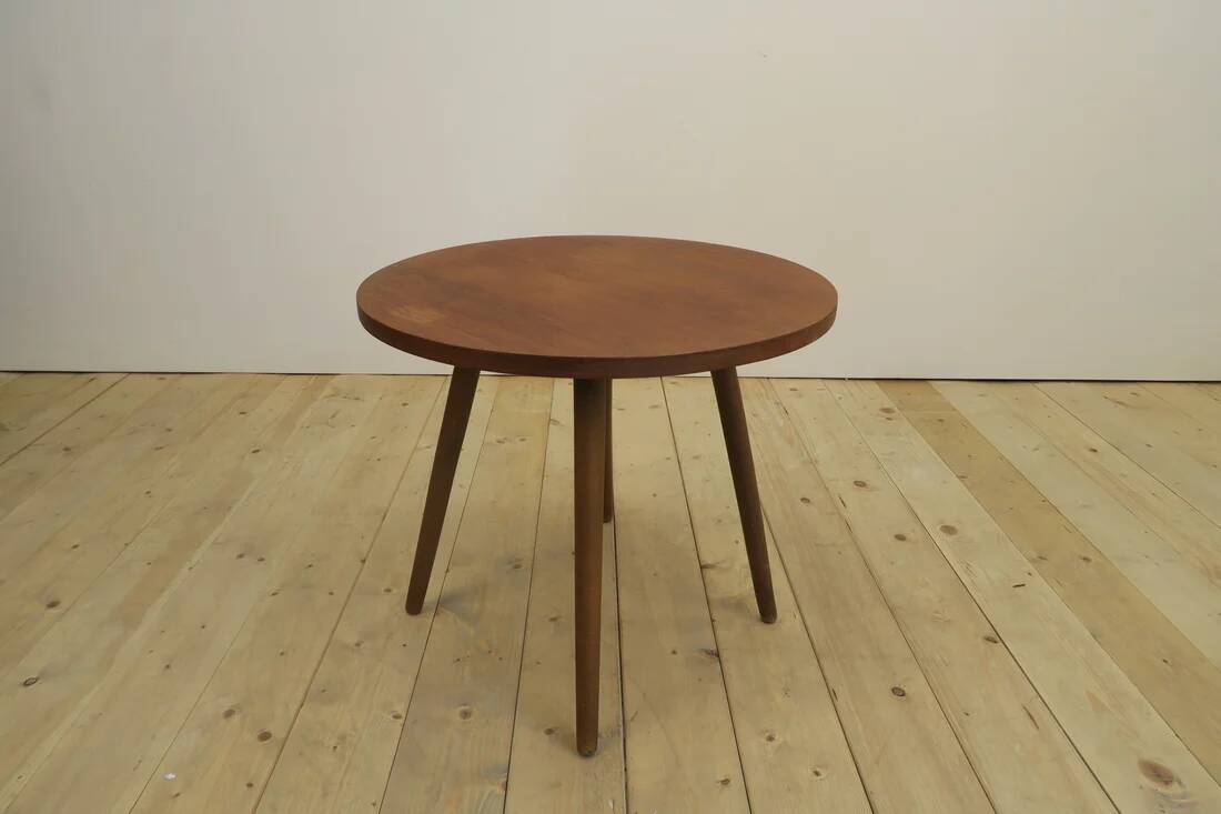 Table basse ronde en teck, années 1960
