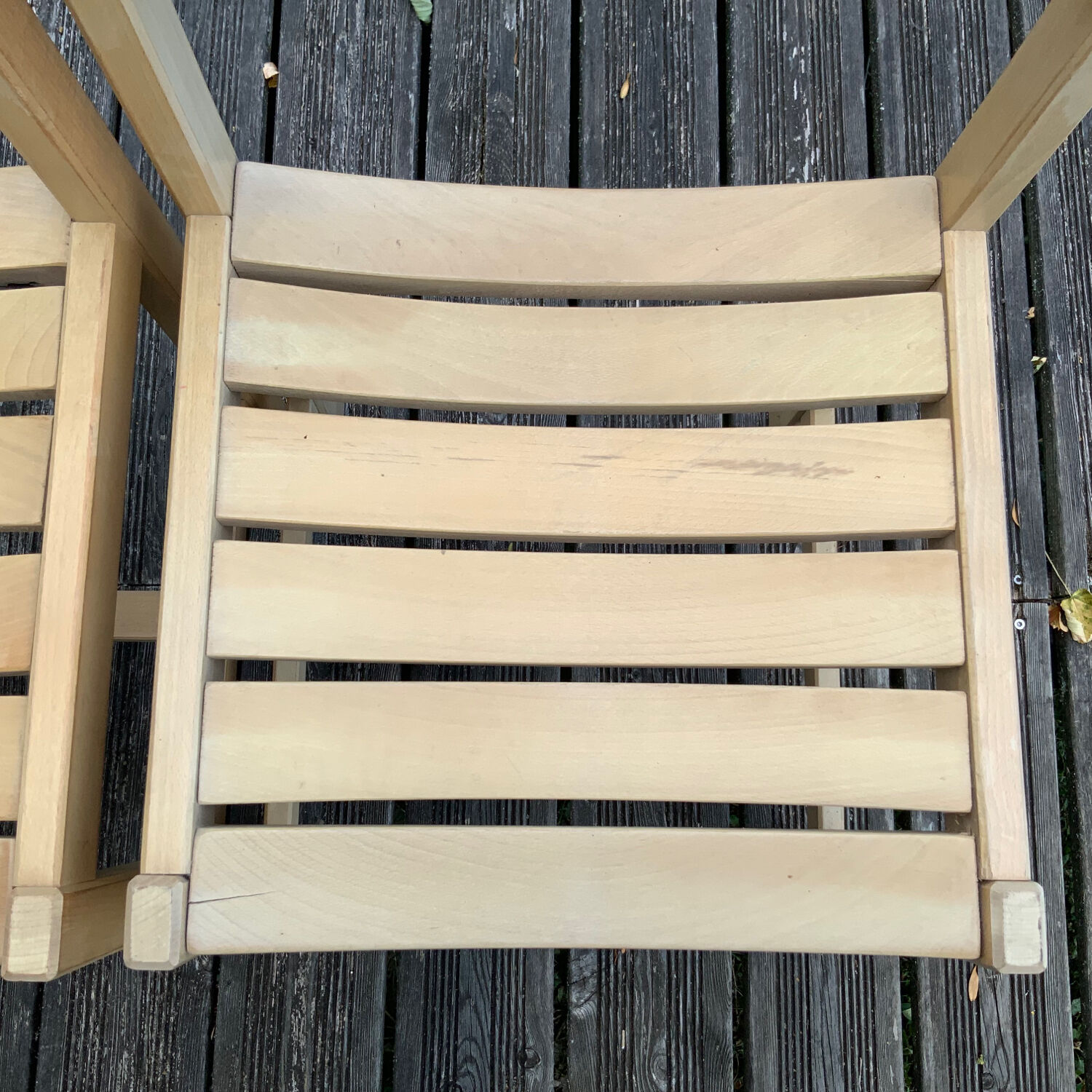 Solid beech chairs André Sornay
