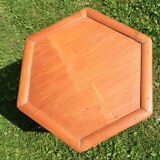 Rattan bamboo table vintage hexagonal table