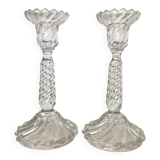 Pair of molded glass candlesticks - 1960s