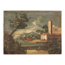 Ancien Tableau Italien Paysage Marin Huile Sur Toile Du 18ème Siècle