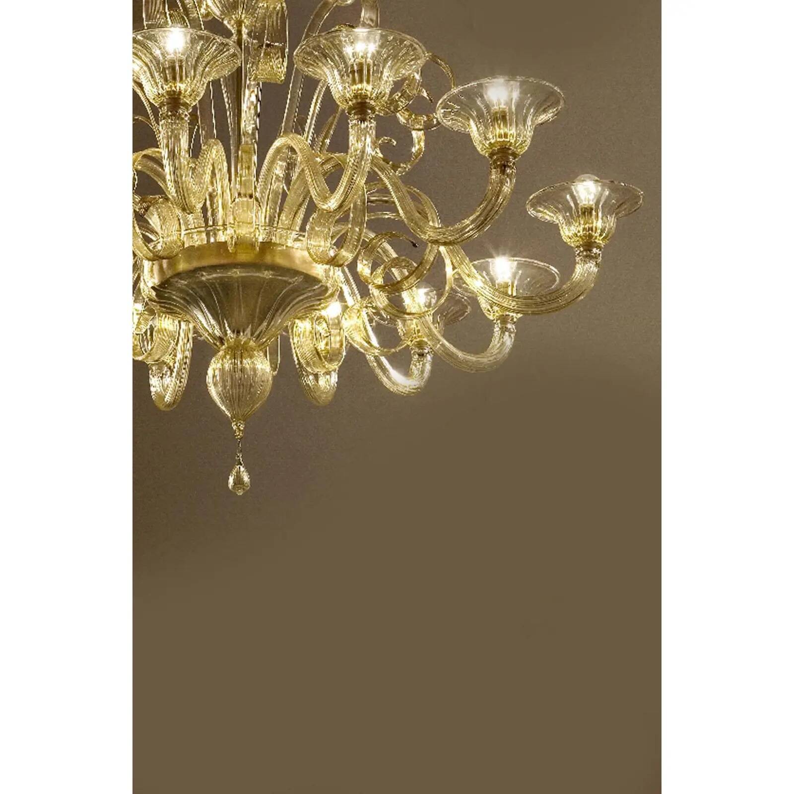 Modern Champagne Venetian “Curls” Murano Glass Chandelier