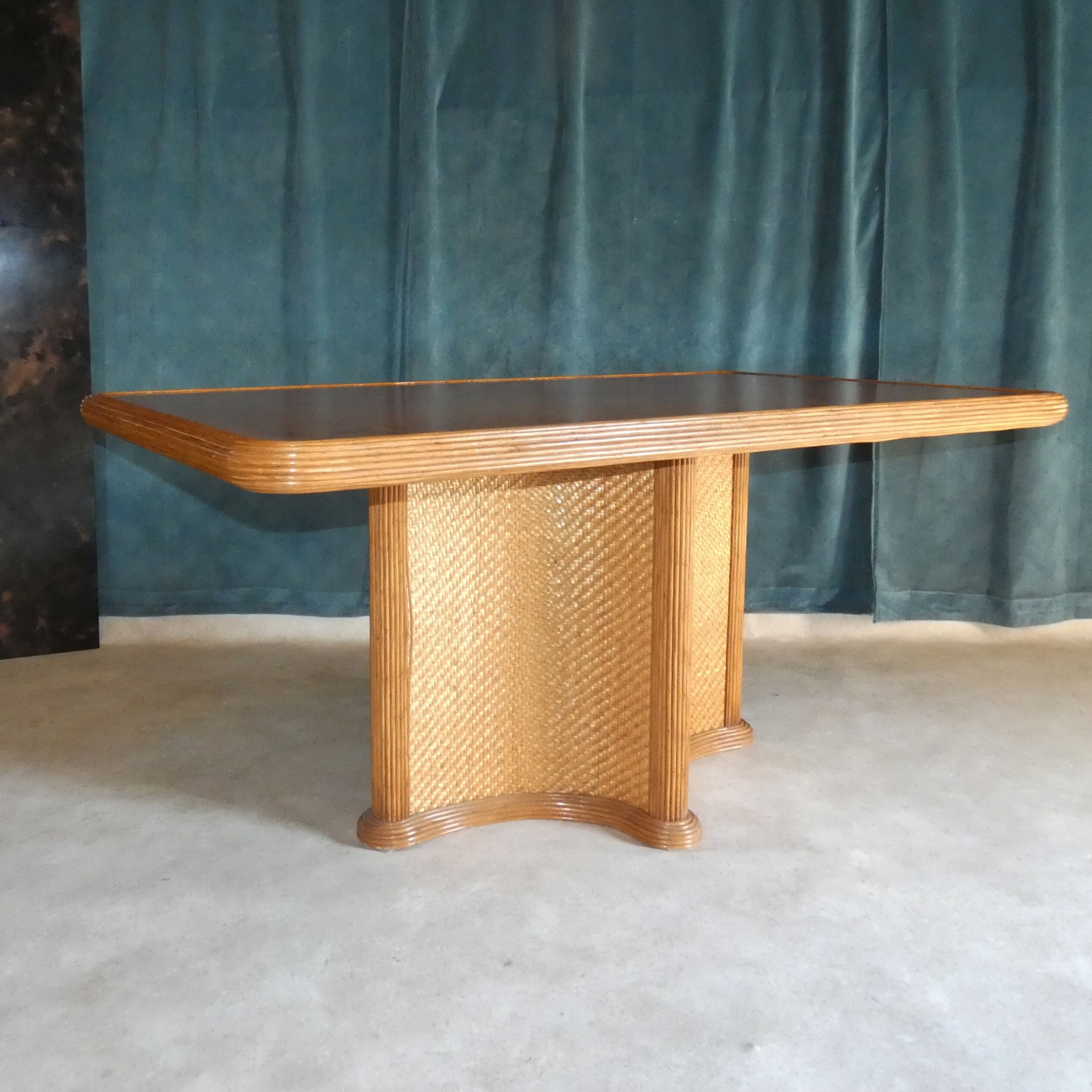 Dinner table in rattan cane