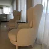Pair of wingback armchairs - khaki kroener designer