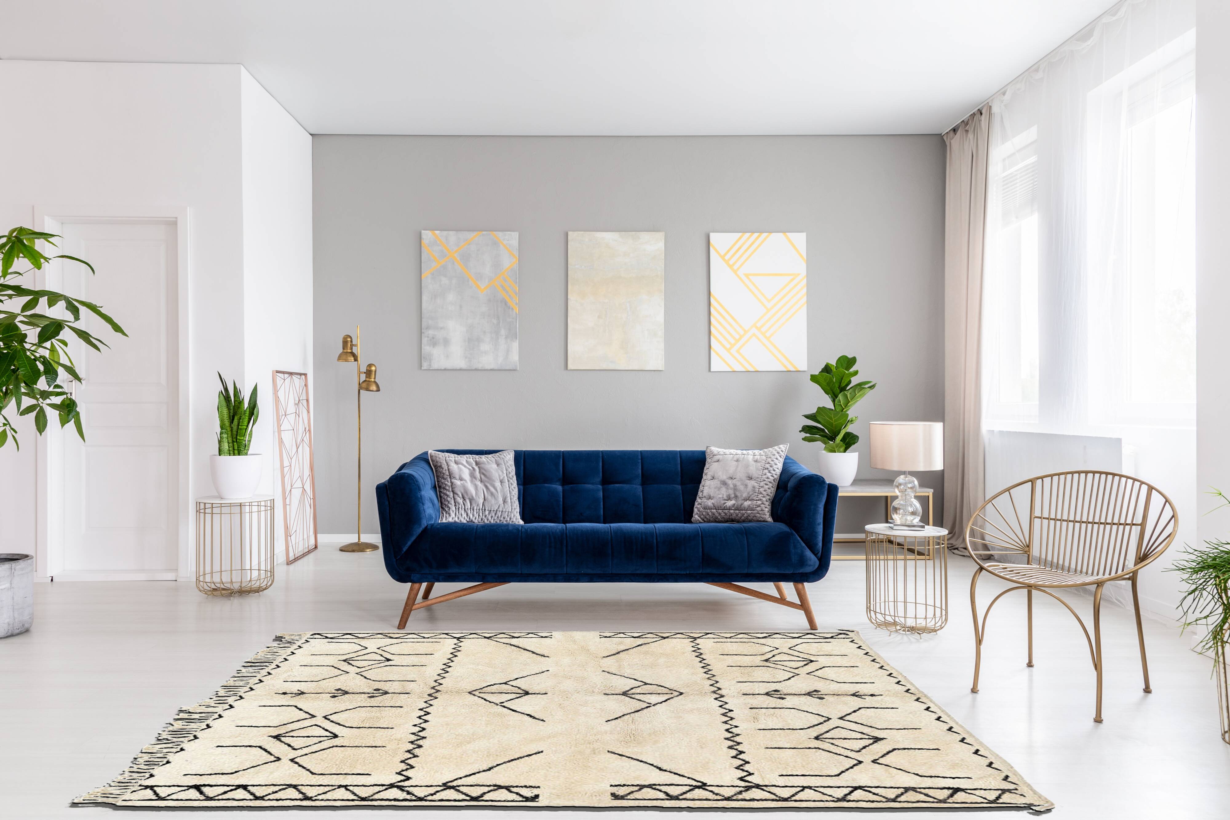 Tapis marocain moderne blanc