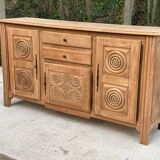 2-part Breton sideboard renovated in solid raw oak 200cm