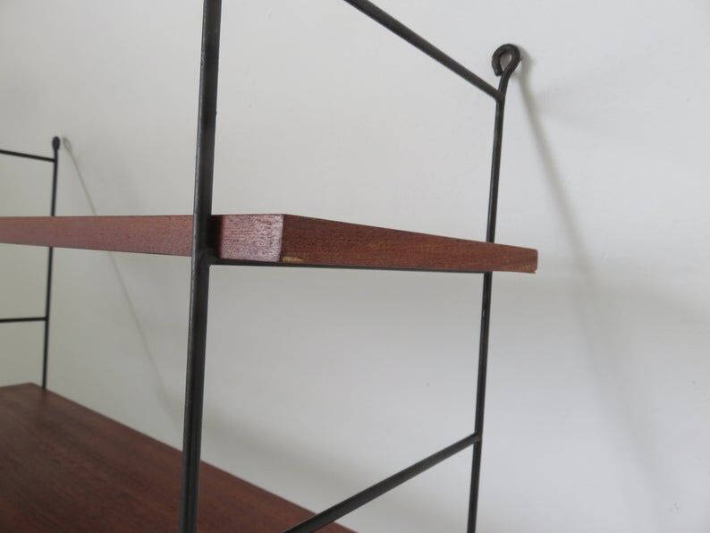 Scandinavian wall shelf modular wood and metal years 60 70