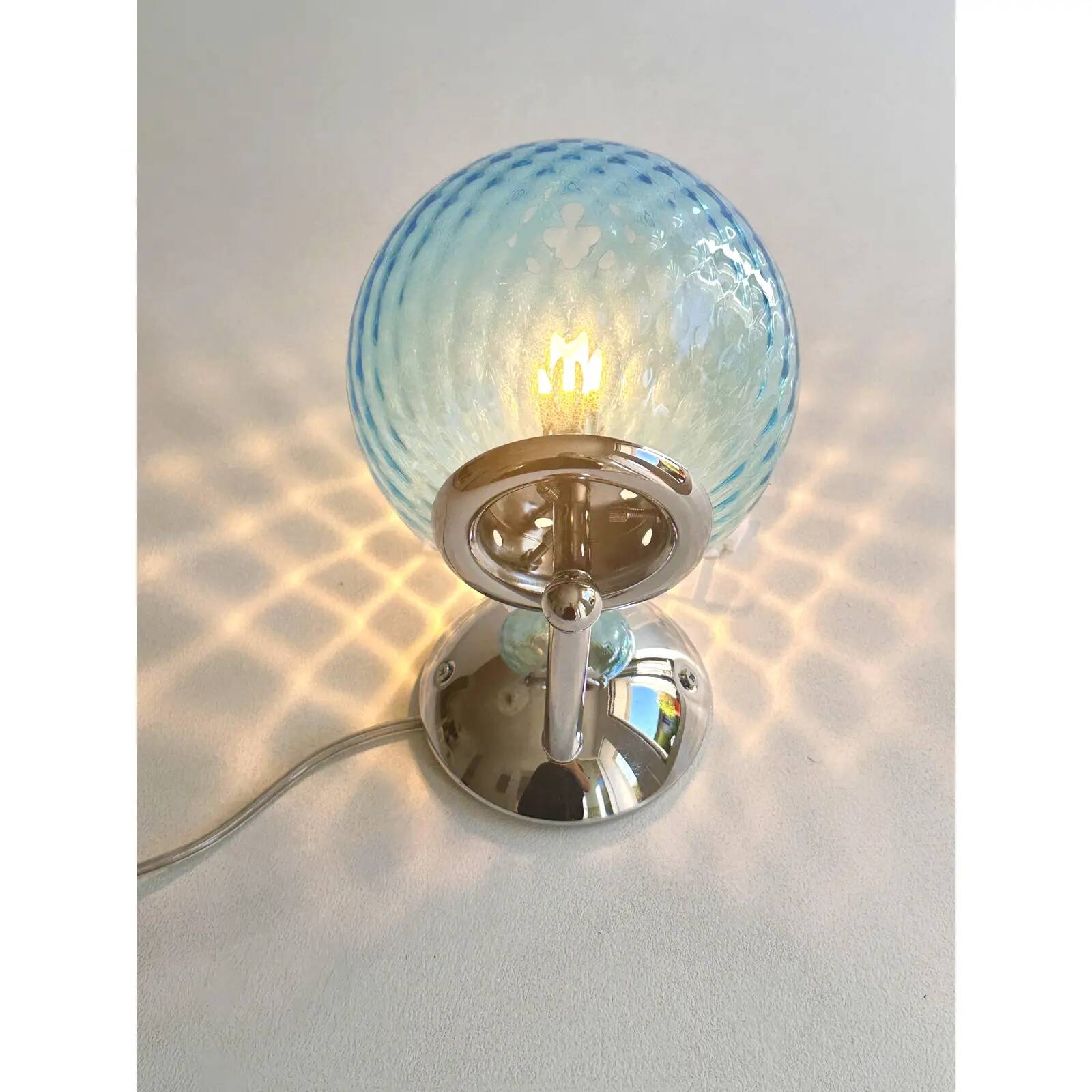Sculptural Light-Blue “Ballotton” Murano Glass Wall Sconces — Pair