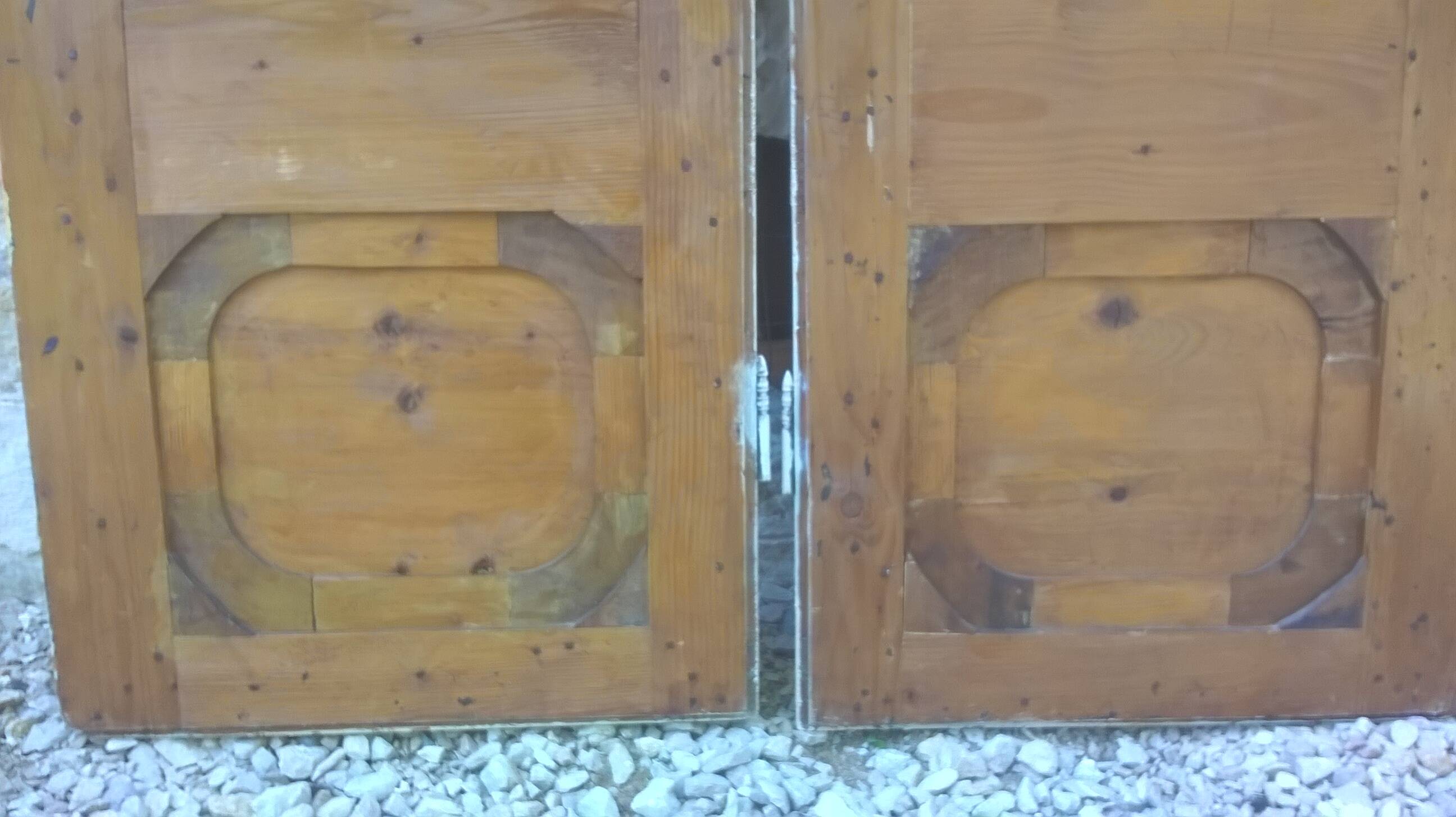 Set of large double old molded cupboard doors