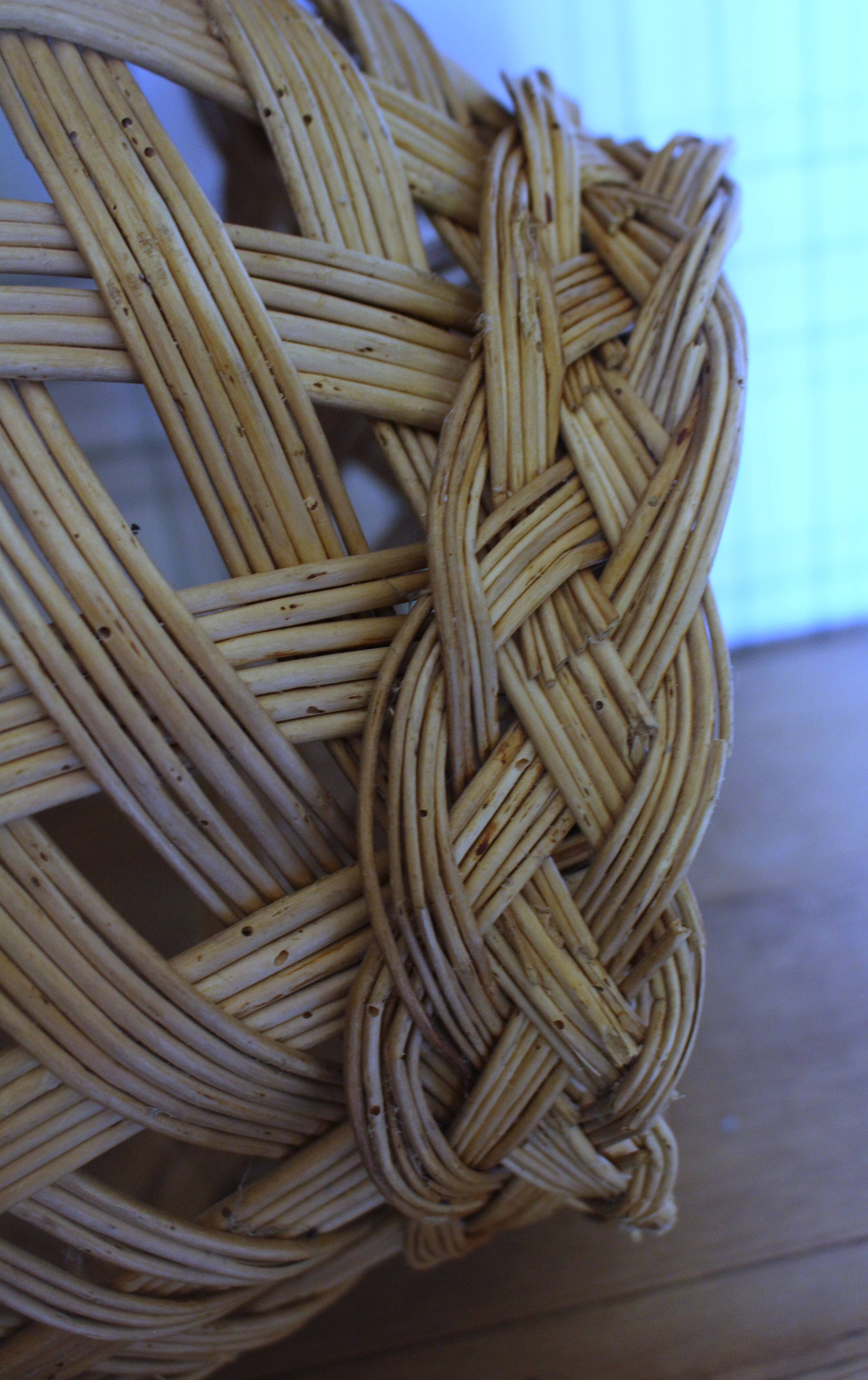 Large vintage woven wicker basket