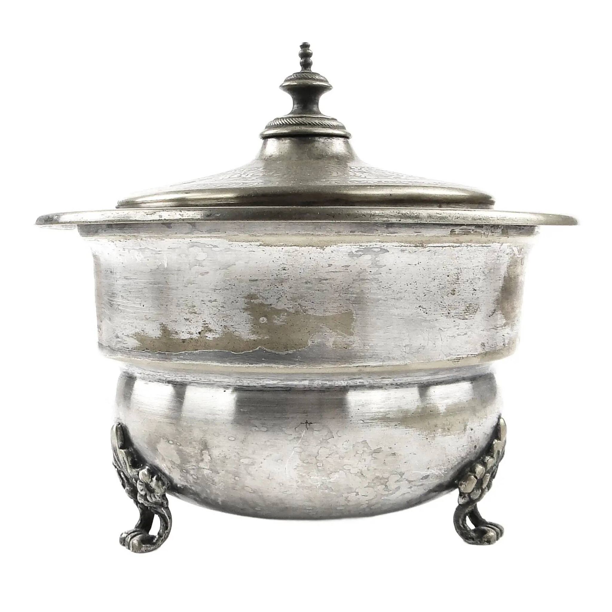 Eclectic caviar server, silver-plated brass, Henneberg Brothers, Poland, 19th century