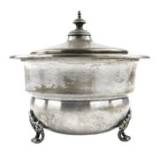 Eclectic caviar server, silver-plated brass, Henneberg Brothers, Poland, 19th century