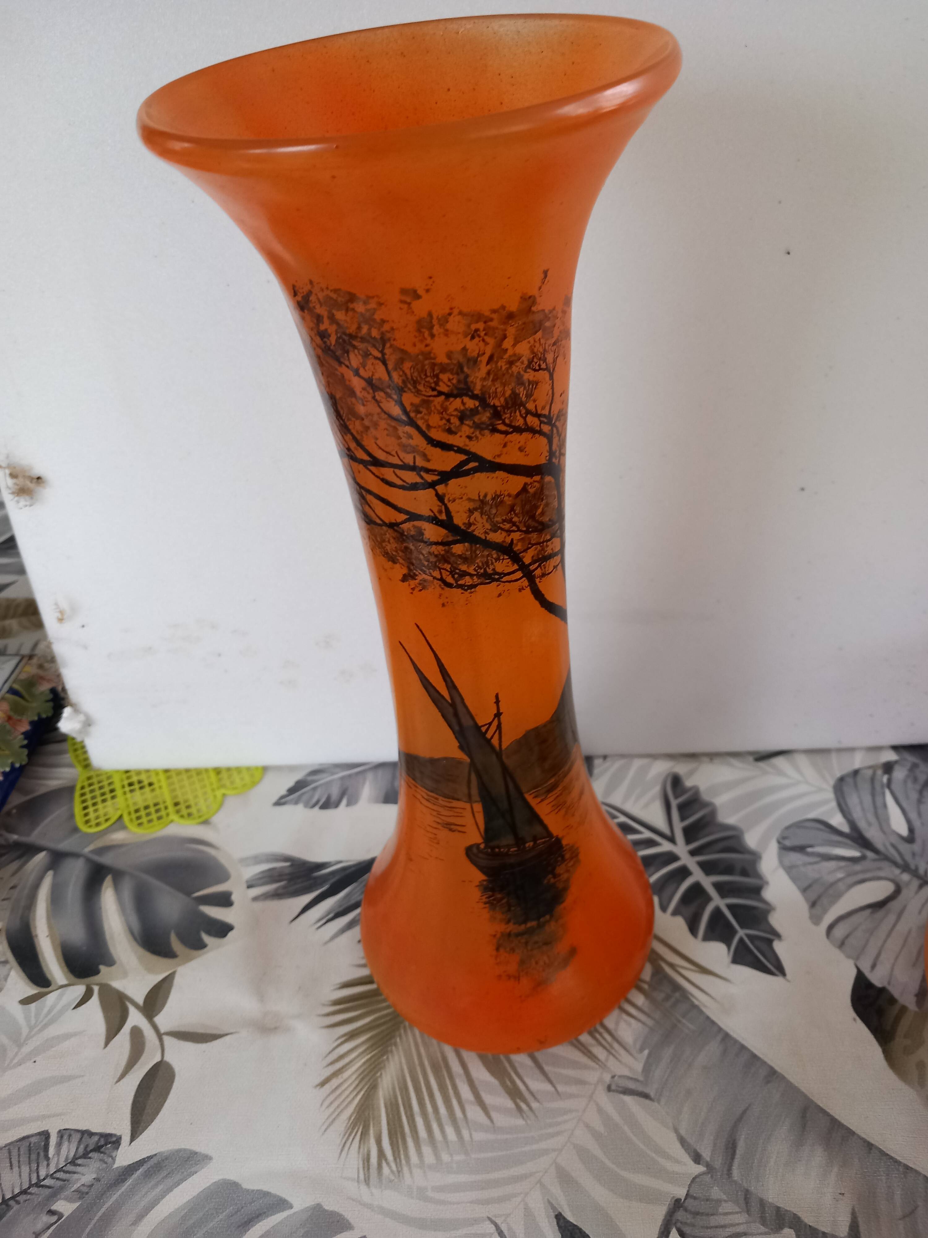 GLASS PASTRY CHIMNEY TRIM SIGNED LEGRAS