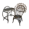 Coiffeuse et chaise Peacock rotin