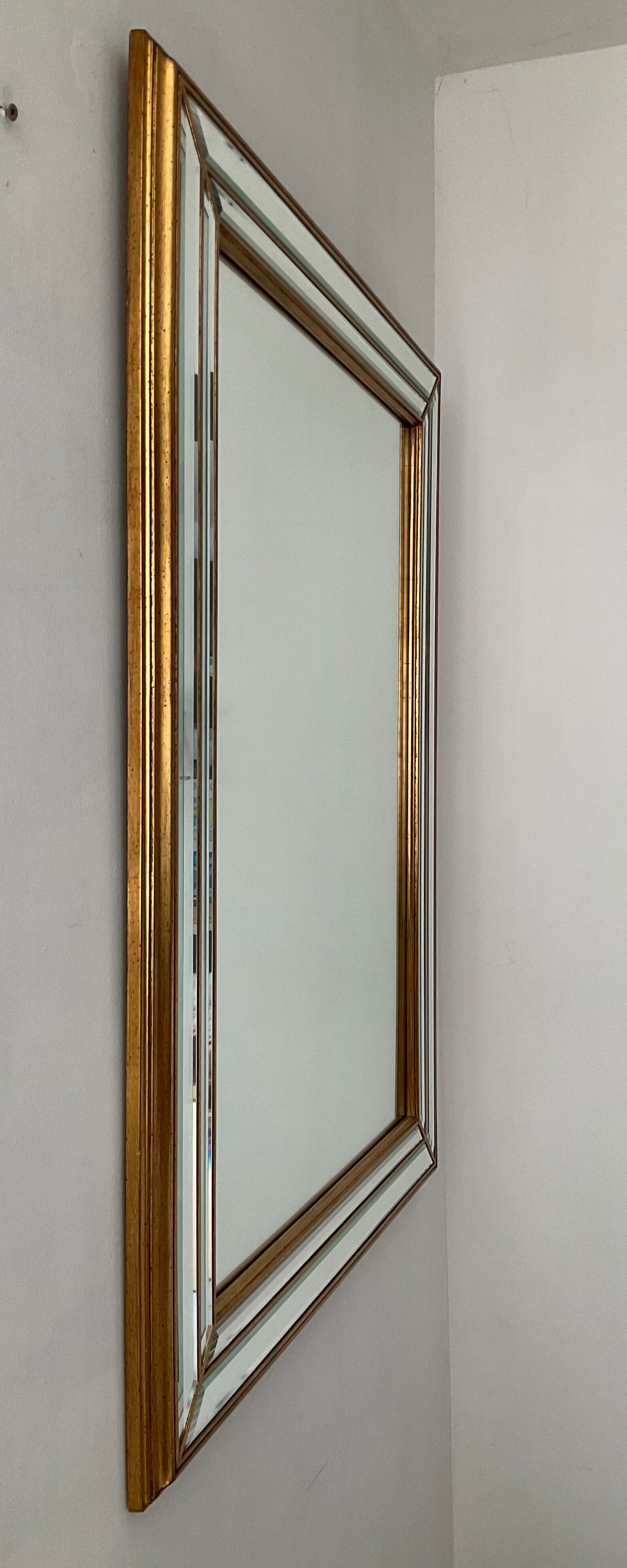 Miroir à parcloses deknudt des années 70 en bois doré