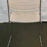 Set of 4 Italian Spilimbergo chairs in chromed steel and white plastic