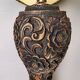 Large Carved Wood Half Shade Table Lamp
