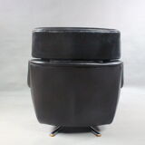 Danish Leather Swivel Lounge Chair by Werner Langenfeld for Esa Møbler, 1960s