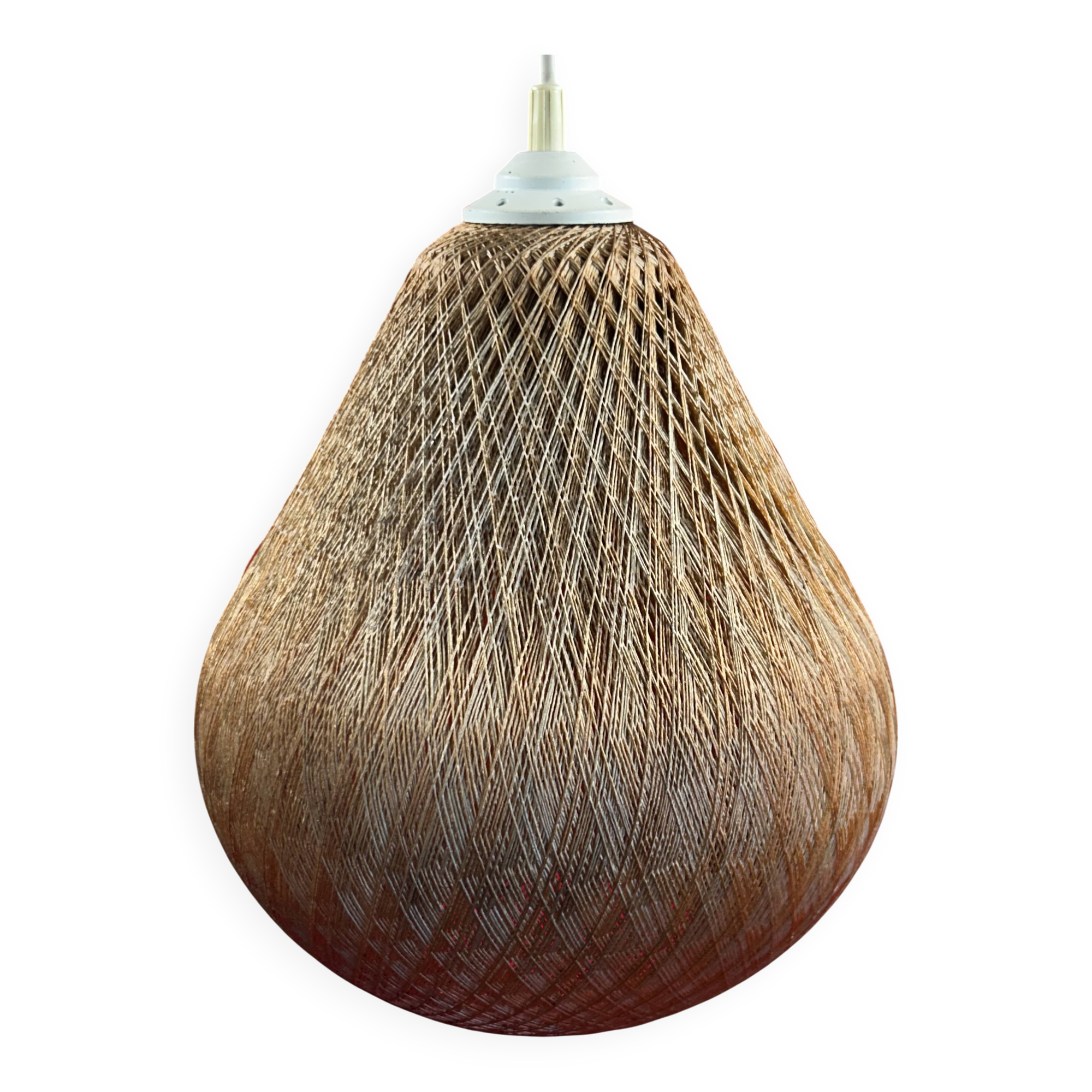 Vintage Scandinavian pear-shaped pendant light in synthetic wire.